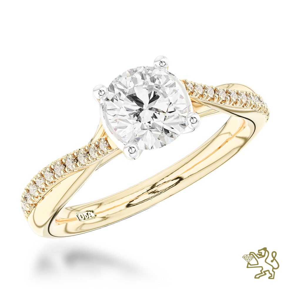 Skye Twist Solitaire 0.70ct F VS2 Diamond Yellow Gold/Platinum Ring - Michael Jones Jeweller