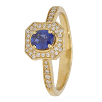 Sapphire and Diamond 18ct Yellow Gold Octagonal Cluster Ring