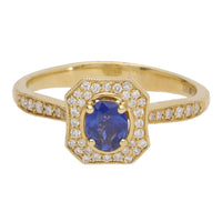 Sapphire and Diamond 18ct Yellow Gold Octagonal Cluster Ring