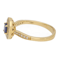 Sapphire and Diamond 18ct Yellow Gold Octagonal Cluster Ring