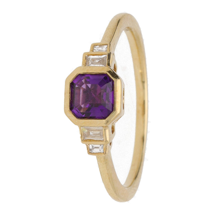 Amethyst and Diamond 9ct Yellow Gold Ring - Michael Jones Jeweller