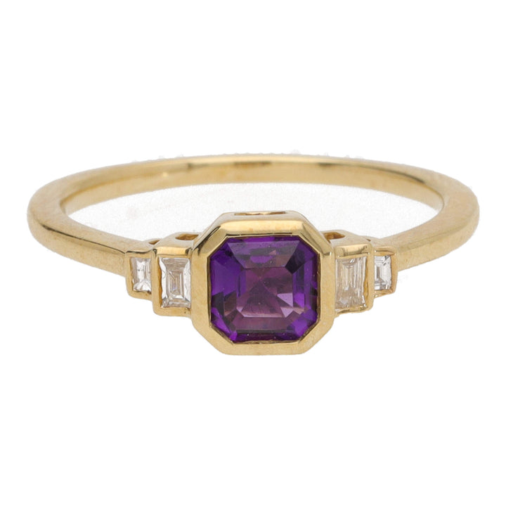 Amethyst and Diamond 9ct Yellow Gold Ring - Michael Jones Jeweller