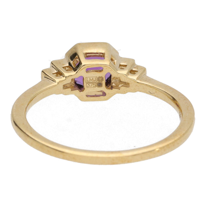 Amethyst and Diamond 9ct Yellow Gold Ring - Michael Jones Jeweller
