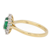 Emerald and Diamond Oval 18ct Yellow Gold Cluster Ring