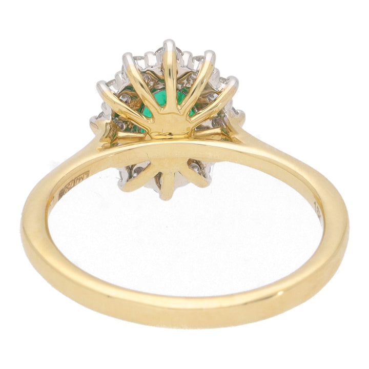 Emerald and Diamond Oval 18ct Yellow Gold Cluster Ring