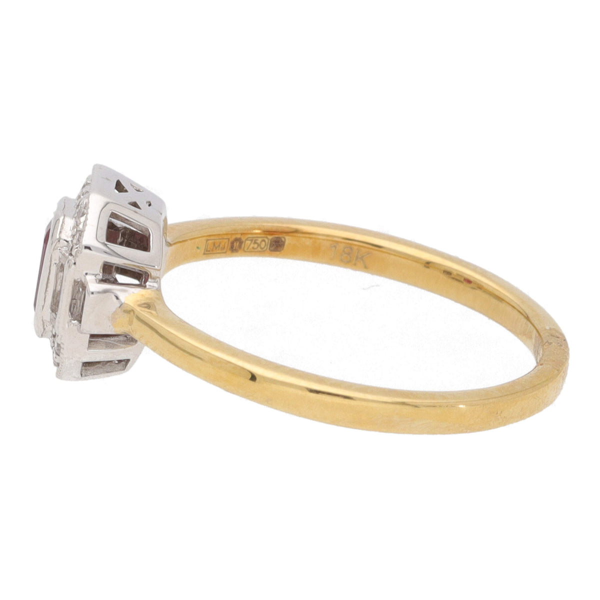 Ruby and Diamond 18ct Yellow and White Gold Rectangular Cluster Ring - Michael Jones Jeweller