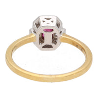 Ruby and Diamond 18ct Yellow and White Gold Rectangular Cluster Ring - Michael Jones Jeweller
