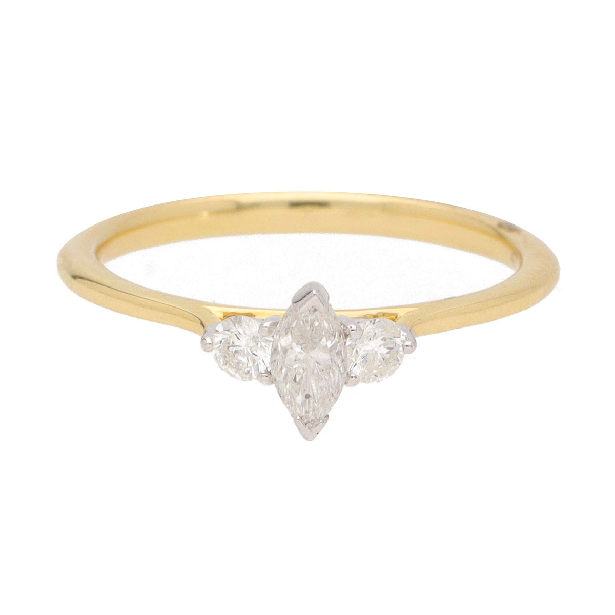 Marquise Diamond 18ct Yellow Gold Three Stone Ring (M) - Michael Jones Jeweller