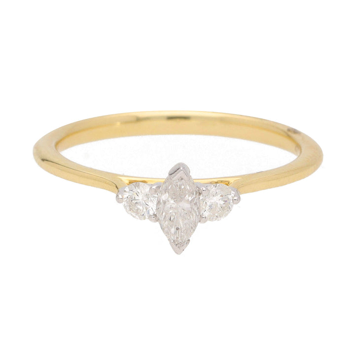 Marquise Diamond 18ct Yellow Gold Three Stone Ring (M)