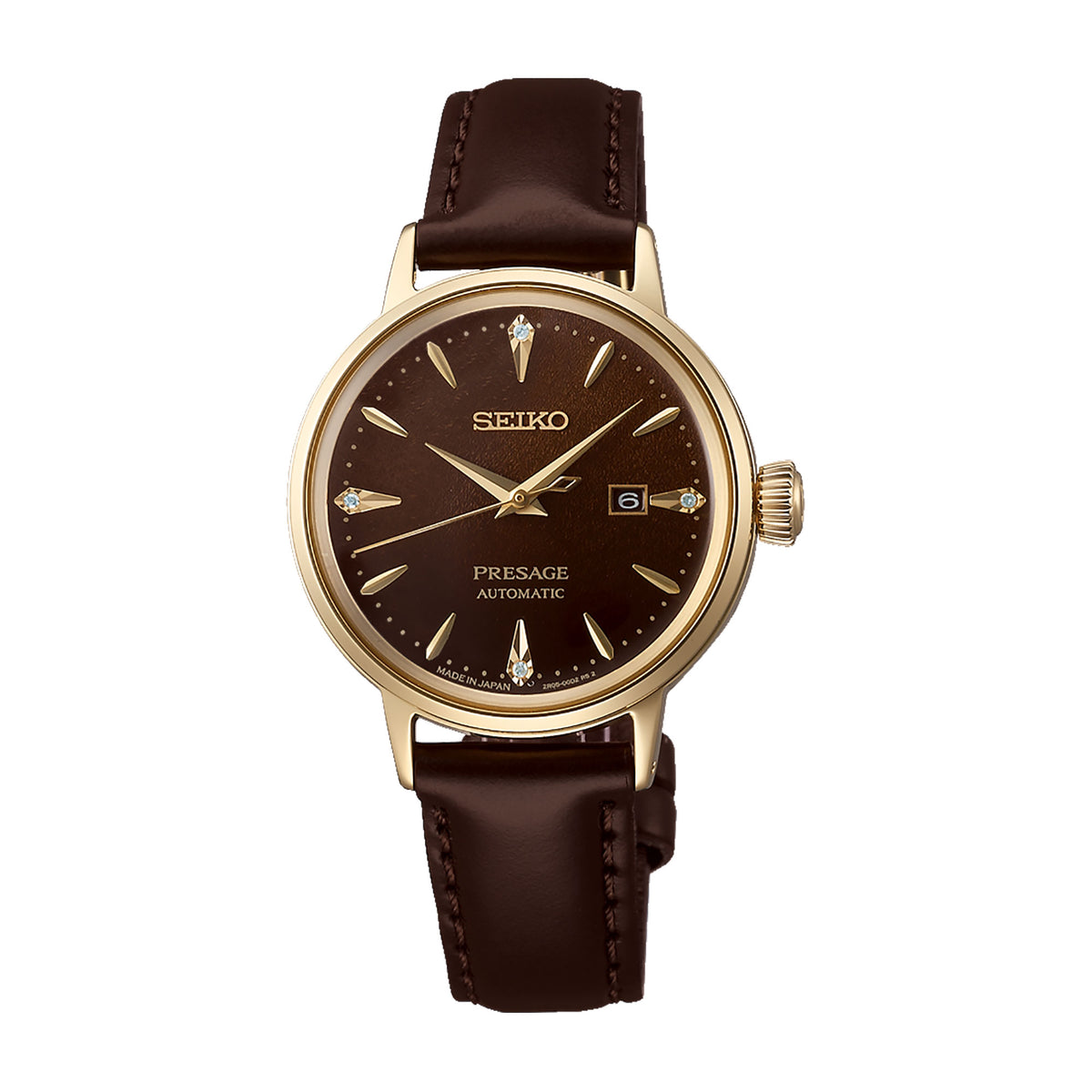 Seiko Presage ‘Jamaican Coffee’ Diamond Cocktail Time 30mm Automatic Watch SRE020J1 - Michael Jones Jeweller