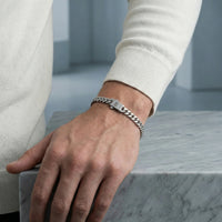 Steel and Barnett Men's Svelte Stephen Link Chain Stainless Steel Bracelet Medium