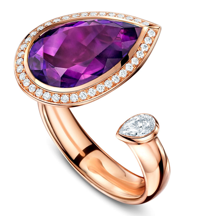 Andrew Geoghegan Satellite Amethyst Rose Gold Ring