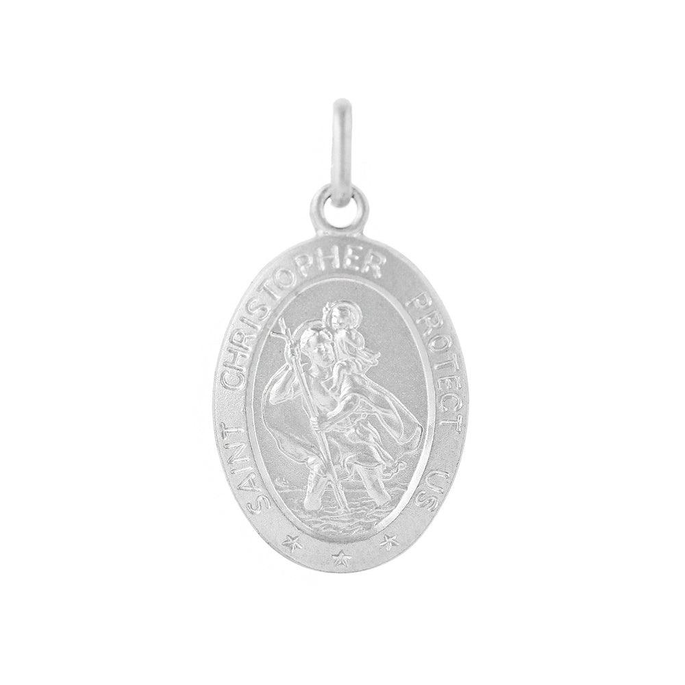 Silver 20mm Oval St Christopher Pendant - Michael Jones Jeweller