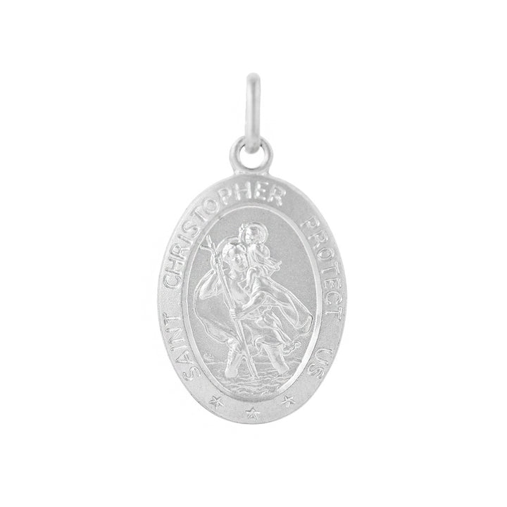 Silver 20mm Oval St Christopher Pendant