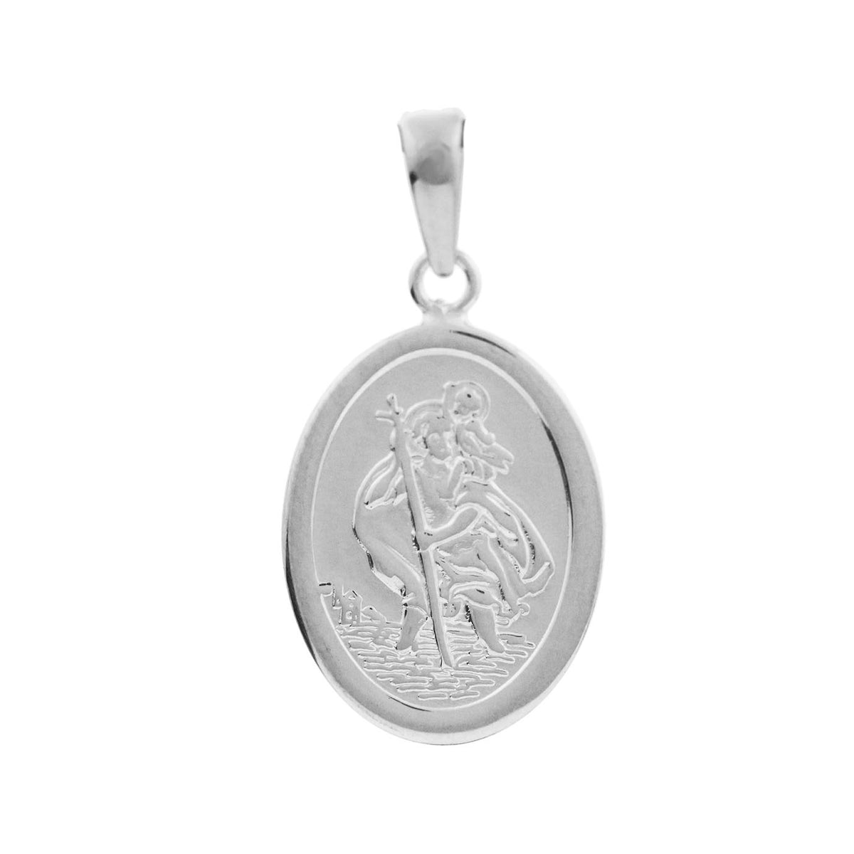 Oval St Christopher Silver 20mm Pendant - Michael Jones Jeweller
