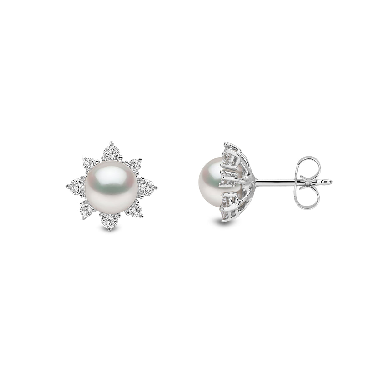 Yoko Trend Freshwater Pearl and Diamond 18ct White Gold Star Stud Earrings - Michael Jones Jeweller