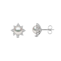 Yoko Trend Freshwater Pearl and Diamond 18ct White Gold Star Stud Earrings
