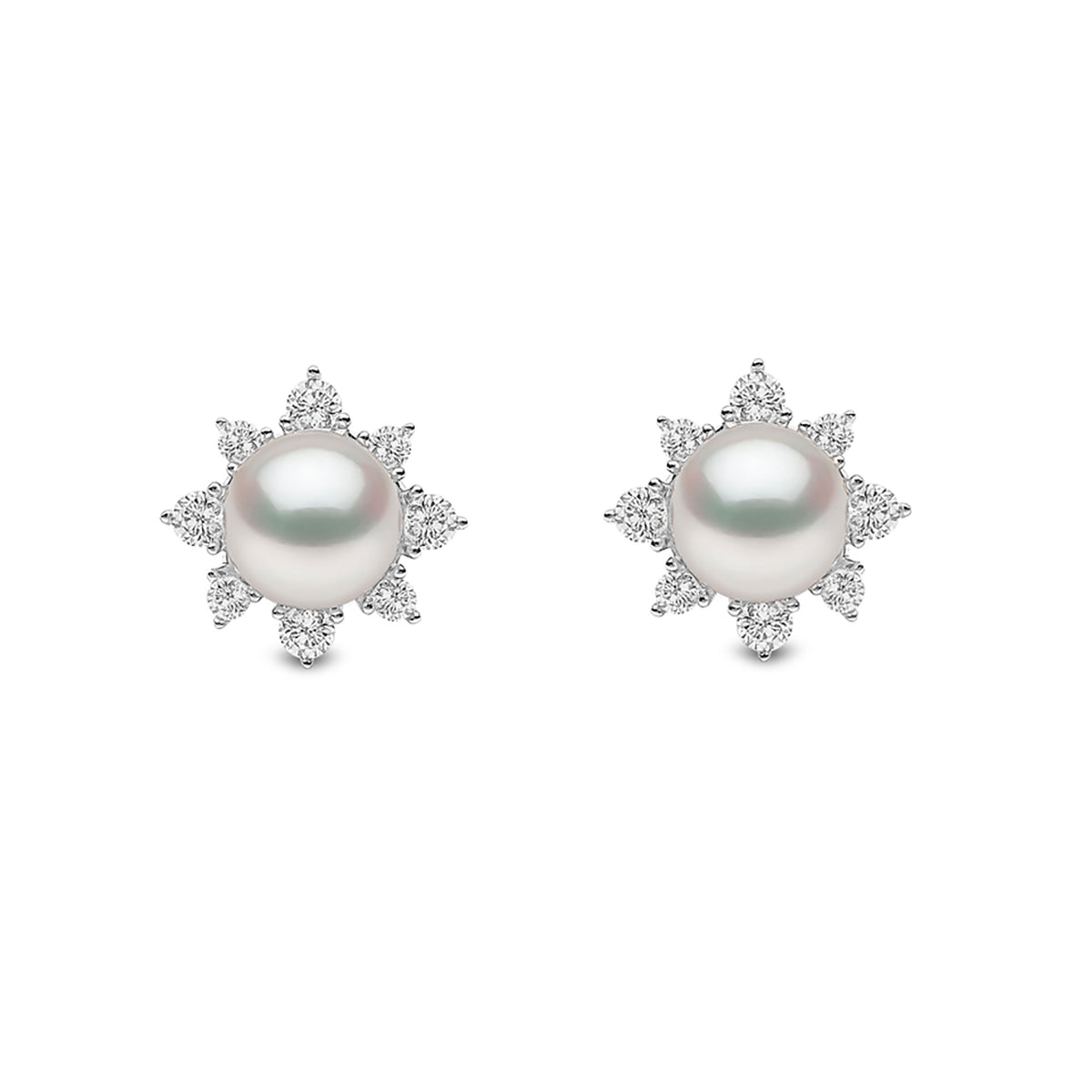 Yoko Trend Freshwater Pearl and Diamond 18ct White Gold Star Stud Earrings - Michael Jones Jeweller