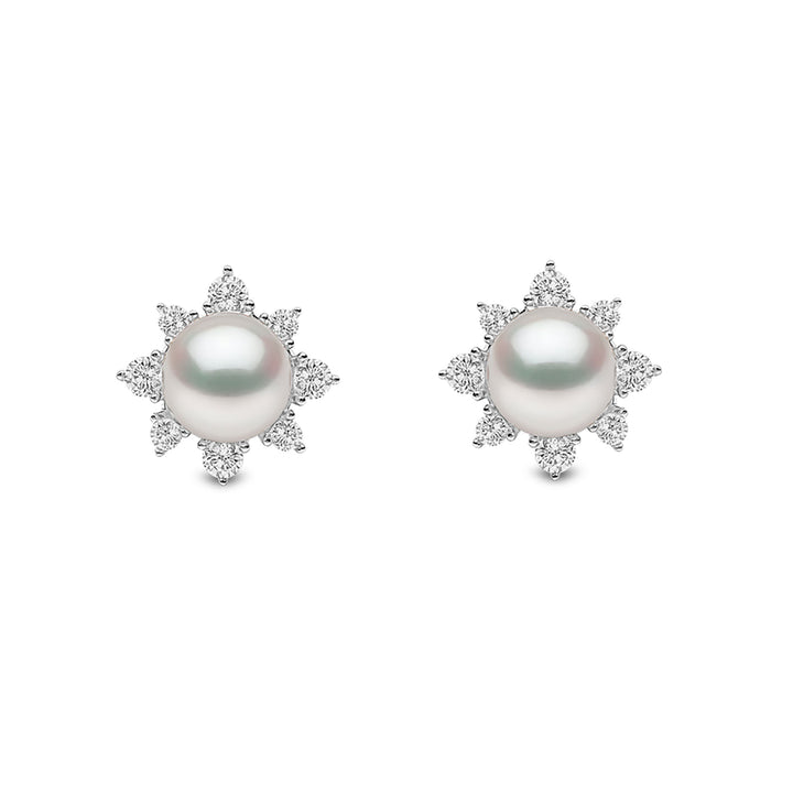 Yoko Trend Freshwater Pearl and Diamond 18ct White Gold Star Stud Earrings