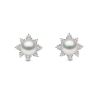Yoko Trend Freshwater Pearl and Diamond 18ct White Gold Star Stud Earrings
