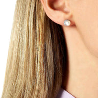 Yoko Trend Half Moon Freshwater Pearl and Diamond 18ct White Gold Stud Earrings