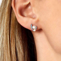 Yoko Trend Mini Apex Freshwater Pearl and Diamond 18ct White Gold Stud Earrings