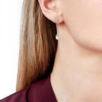 Yoko Trend Freshwater Pearl and Diamond 18ct Yellow Gold Motif Chain Drop Earrings