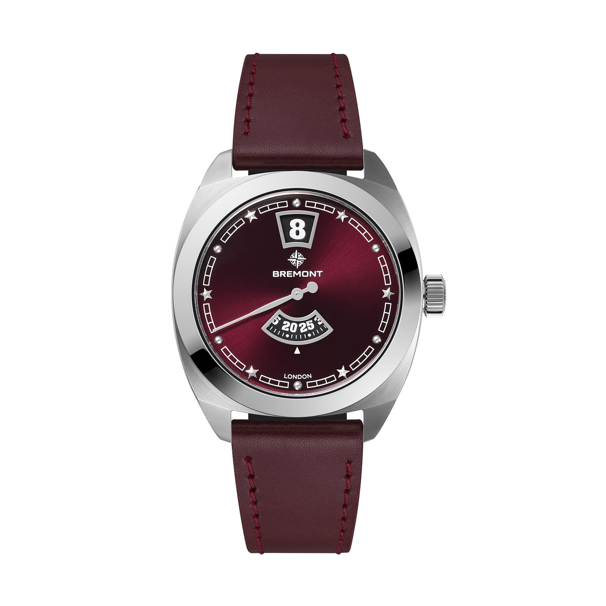 Bremont Terra Nova Jumping Hour 35mm Burgundy Automatic Watch TN35-JH-SS-BG-L-S