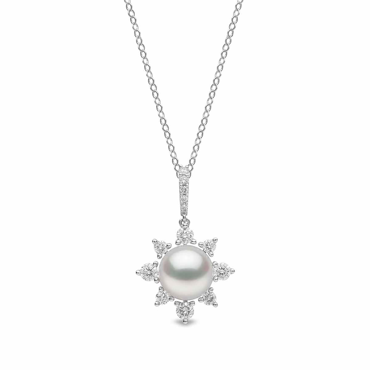 Yoko Trend Freshwater Pearl and Diamond 18ct White Gold Star Pendant - Michael Jones Jeweller