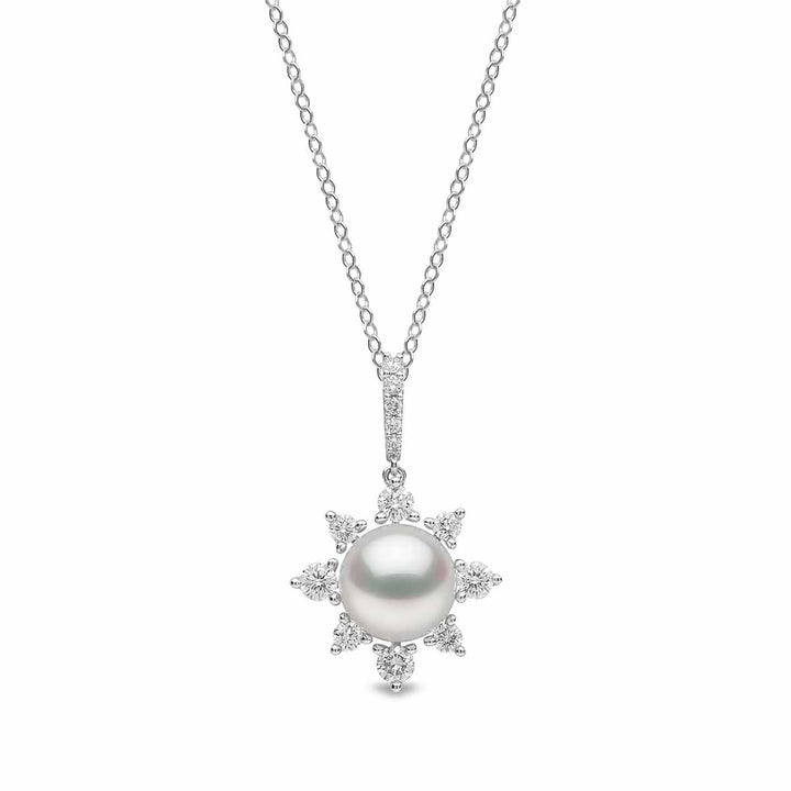 Yoko Trend Freshwater Pearl and Diamond 18ct White Gold Star Pendant