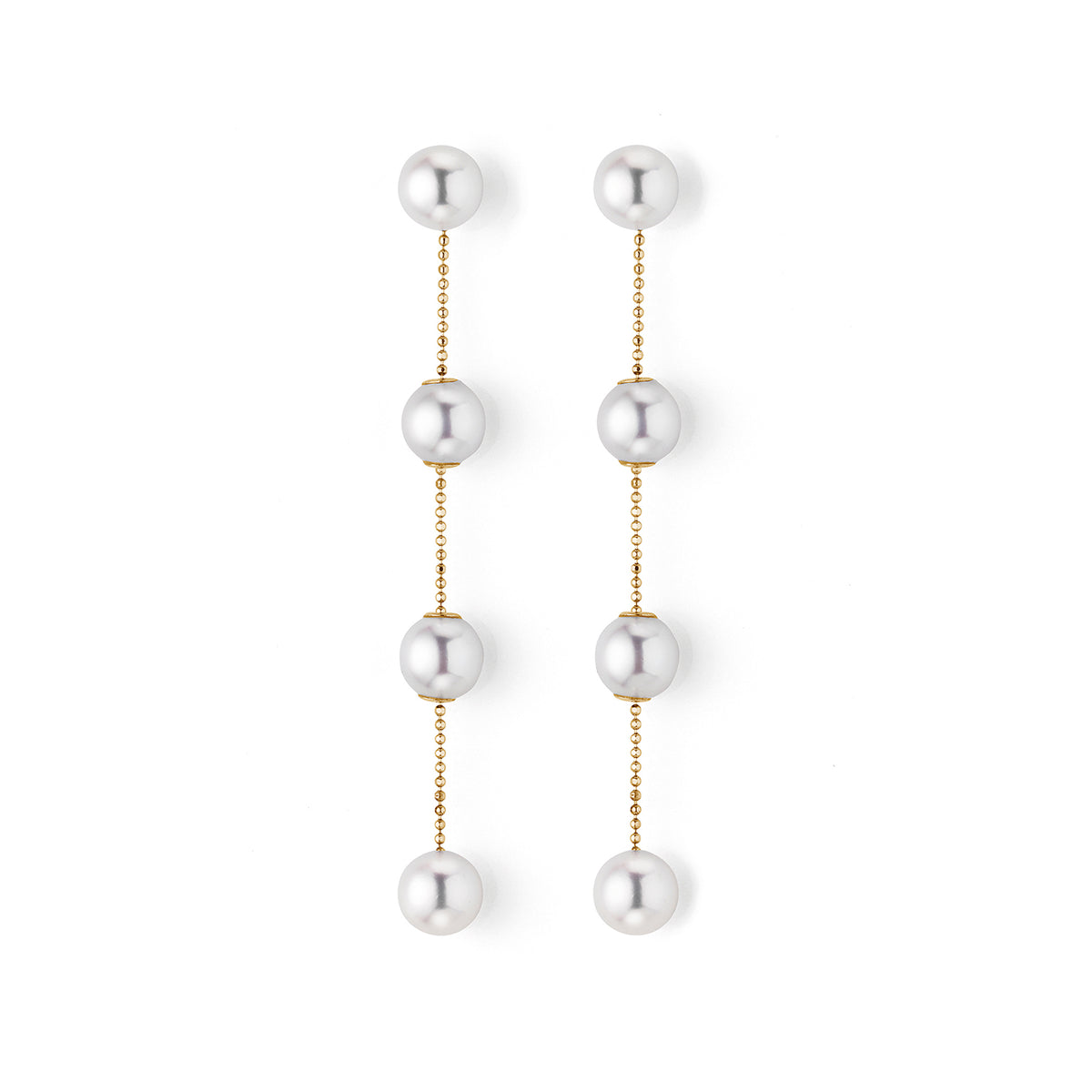 Yana Nesper Akoya Pearl 18ct Yellow Gold Chain Drop Earrings