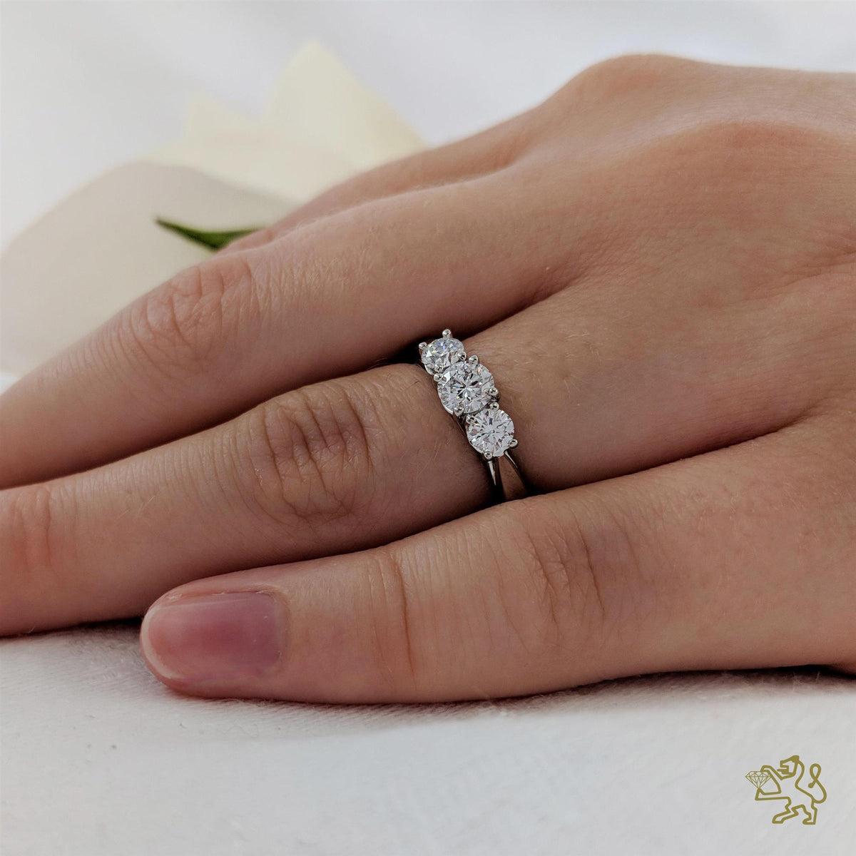 Trilogy Classic Three Stone 0.30ct F VS2 Diamond Platinum Ring - Michael Jones Jeweller