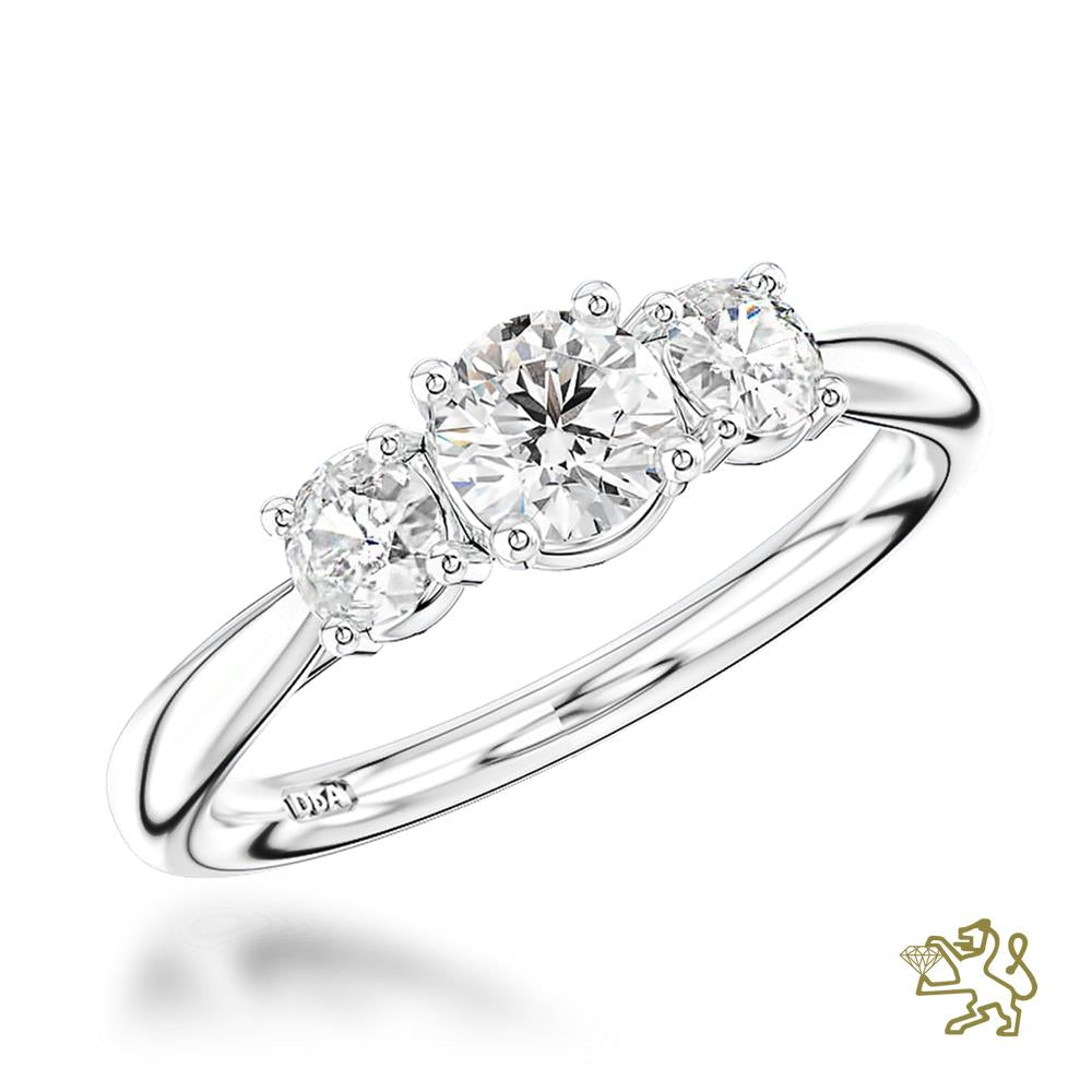 Trilogy Classic Three Stone 0.32ct F VS2 Diamond Platinum Ring - Michael Jones Jeweller