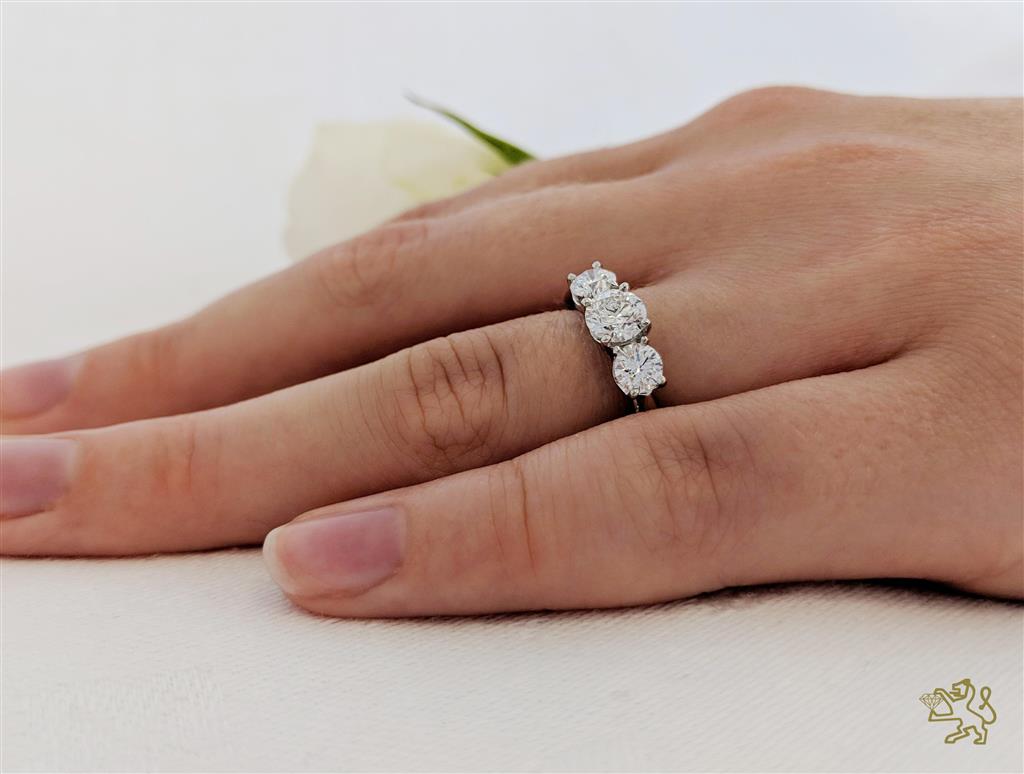 Trilogy Classic Three Stone 0.50ct F VS2 Diamond Platinum Ring - Michael Jones Jeweller