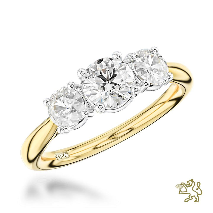 Trilogy Classic Three Stone 0.50ct F VS2 Diamond Yellow Gold/Platinum Ring