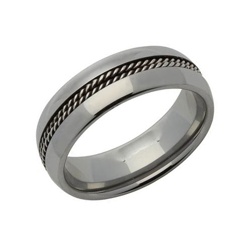 Unique Tungsten 7mm Chain Inlay Court Ring (62)