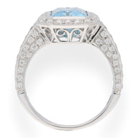 Aquamarine and Diamond 18ct White Gold Cluster Ring