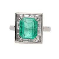 Colombian Emerald and Diamond Platinum Ring - Michael Jones Jeweller