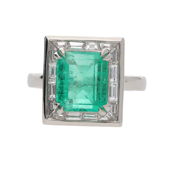 Colombian Emerald and Diamond Platinum Ring - Michael Jones Jeweller