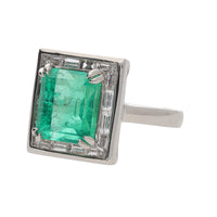 Colombian Emerald and Diamond Platinum Ring - Michael Jones Jeweller