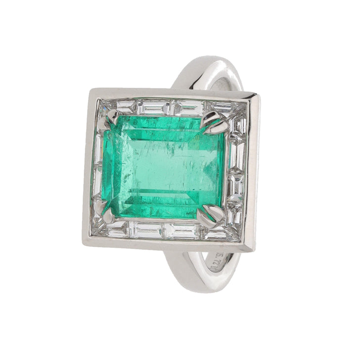 Colombian Emerald and Diamond Platinum Ring - Michael Jones Jeweller