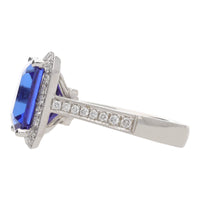 Tanzanite 7.69ct and Diamond Platinum Cluster Ring - Michael Jones Jeweller