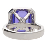 Tanzanite 7.69ct and Diamond Platinum Cluster Ring - Michael Jones Jeweller