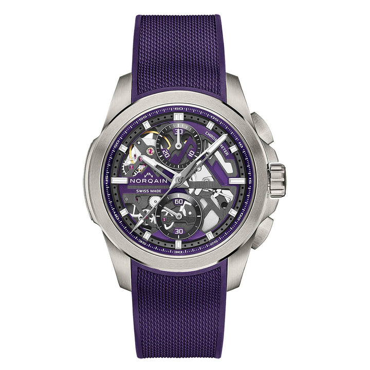 NORQAIN Independence Skeleton 42mm Purple Chrono Automatic Watch N3200.40T03.P01.R01