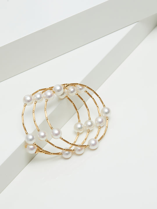 Yana Nesper Akoya Pearl 18ct Yellow Gold Wraparound Bracelet - Michael Jones Jeweller