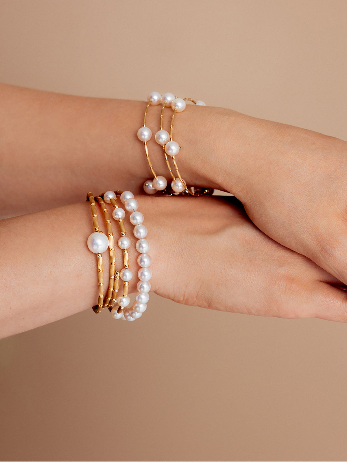 Yana Nesper Akoya Pearl 18ct Yellow Gold Wraparound Bracelet - Michael Jones Jeweller