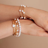 Yana Nesper Akoya Pearl 18ct Yellow Gold Wraparound Bracelet - Michael Jones Jeweller