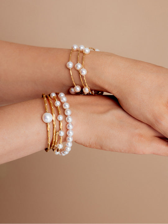 Yana Nesper Akoya Pearl 18ct Yellow Gold Wraparound Bracelet - Michael Jones Jeweller