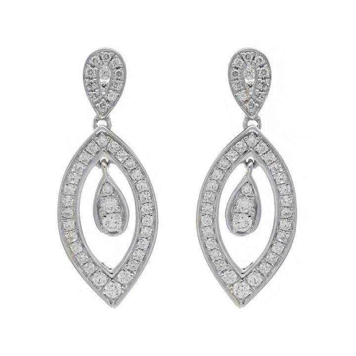 Diamond Set 18ct White Gold Marquise Drop Earrings