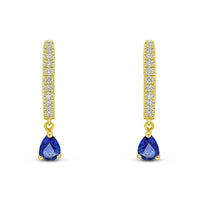 Sapphire and Diamond 18ct Yellow Gold Hoop Earrings - Michael Jones Jeweller